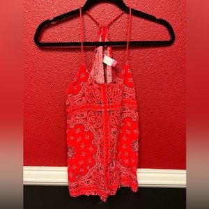 Red bandanna woman tank top